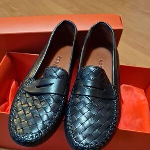 Robert Zur Black Woven Leather Loafers